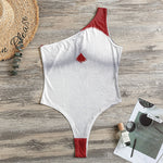 Santa Claus Beard Print One Shoulder Bodysuit