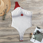 Santa Claus Beard Print One Shoulder Bodysuit