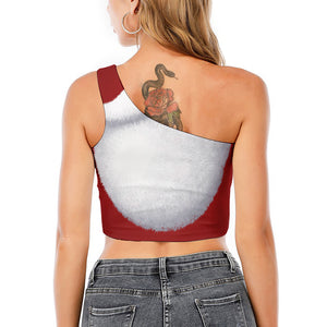 Santa Claus Beard Print One Shoulder Crop Top