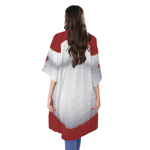 Santa Claus Beard Print Open Front Beach Cover Up