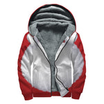 Santa Claus Beard Print Sherpa Lined Zip Up Hoodie