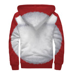 Santa Claus Beard Print Sherpa Lined Zip Up Hoodie