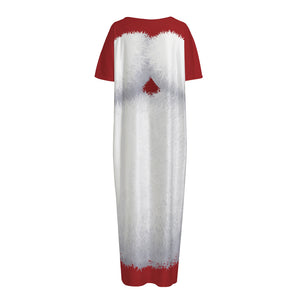 Santa Claus Beard Print Short Sleeve Long Nightdress