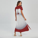 Santa Claus Beard Print Short Sleeve Maxi Dress