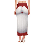 Santa Claus Beard Print Side Slit Maxi Skirt