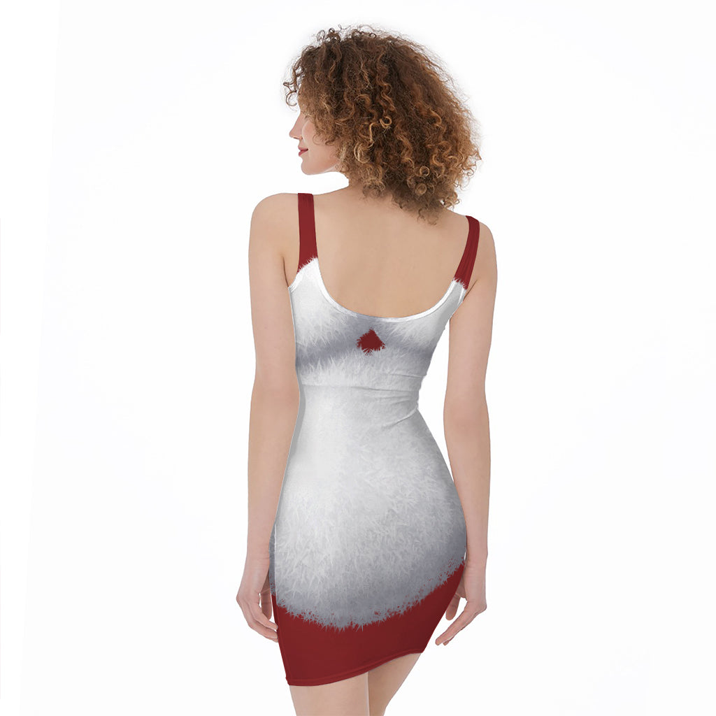 Santa Claus Beard Print Sleeveless Bodycon Dress