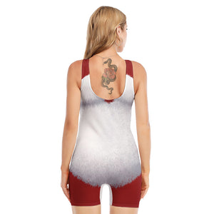 Santa Claus Beard Print Sleeveless One Piece Swimsuit