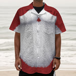 Santa Claus Beard Print Textured Short Sleeve Shirt