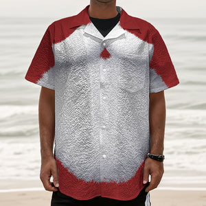 Santa Claus Beard Print Textured Short Sleeve Shirt