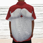 Santa Claus Beard Print Textured Short Sleeve Shirt