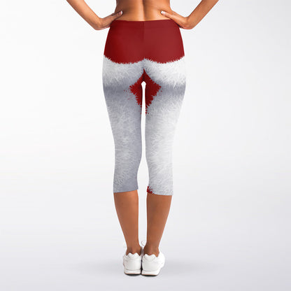 Santa Claus Beard Print Women's Capri Leggings