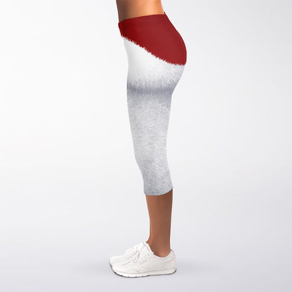 Santa Claus Beard Print Women's Capri Leggings