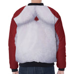 Santa Claus Beard Print Zip Sleeve Bomber Jacket