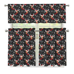 Santa Claus Deer Pattern Print 3 Piece Kitchen Curtains