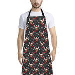Santa Claus Deer Pattern Print Bib Apron With Pocket