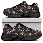 Santa Claus Deer Pattern Print Black Chunky Shoes