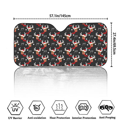 Santa Claus Deer Pattern Print Car Windshield Sun Shade