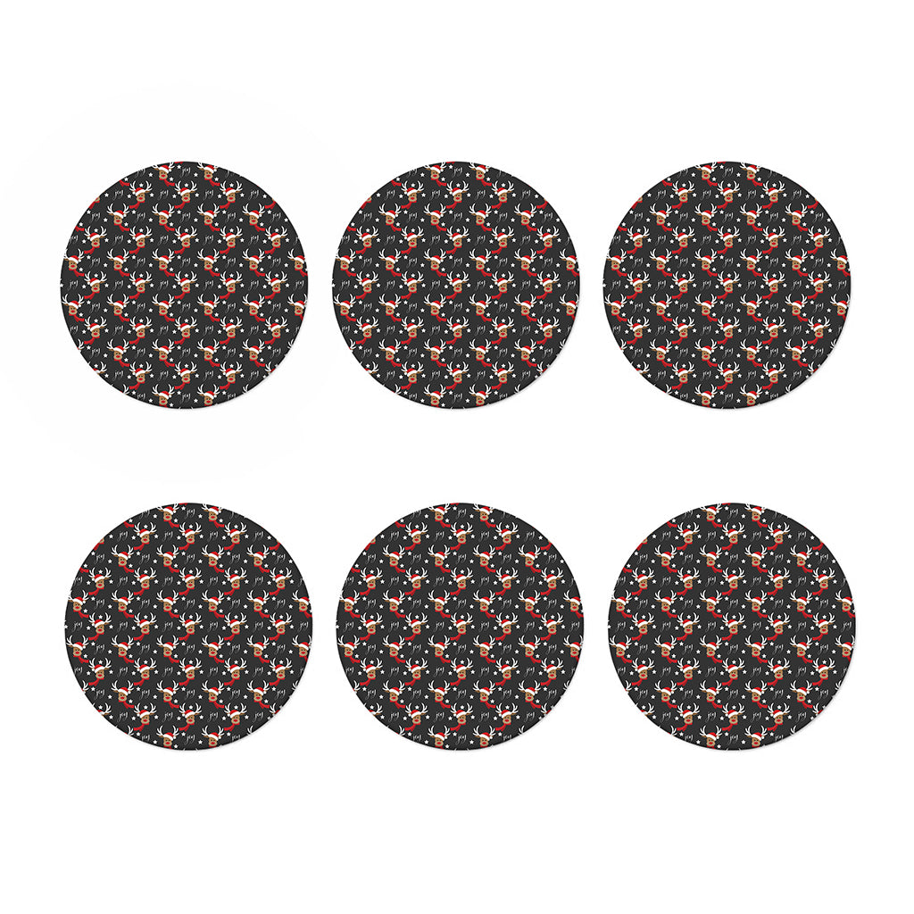 Santa Claus Deer Pattern Print Coaster Set