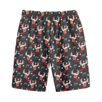 Santa Claus Deer Pattern Print Cotton Shorts