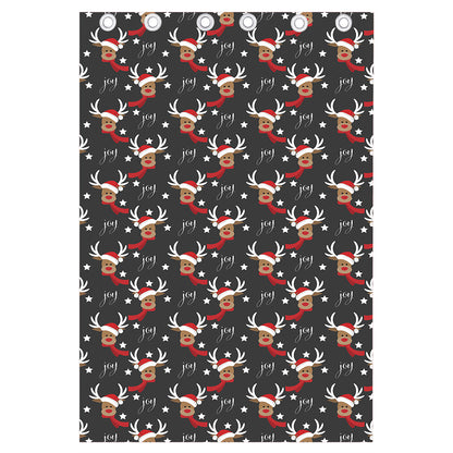 Santa Claus Deer Pattern Print Curtain