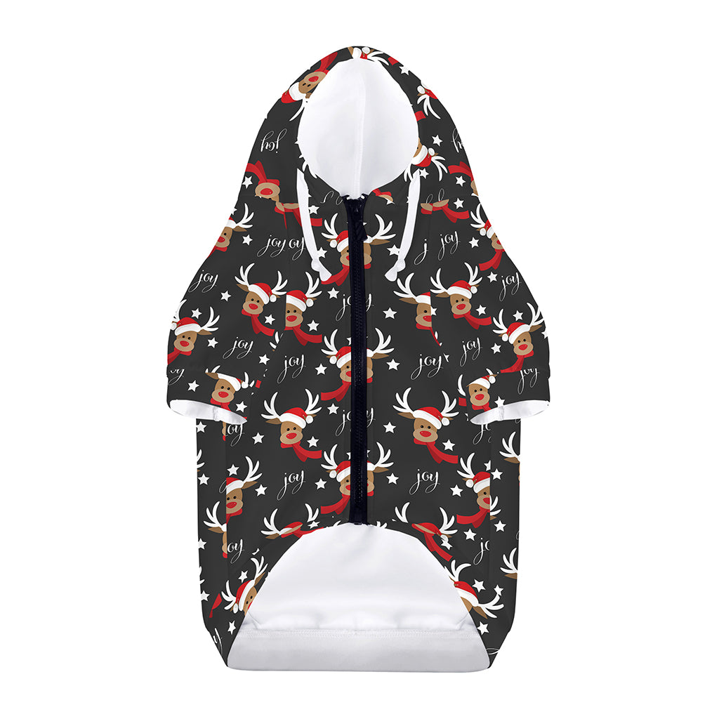 Santa Claus Deer Pattern Print Dog Zip Up Hoodie