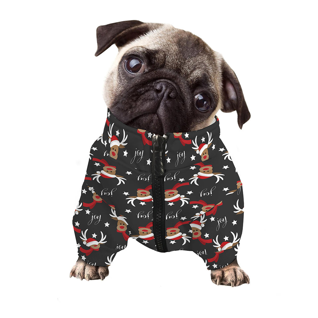 Santa Claus Deer Pattern Print Dog Zip Up Jacket