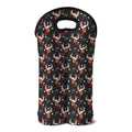 Santa Claus Deer Pattern Print Double Neoprene Wine Tote