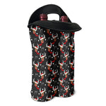 Santa Claus Deer Pattern Print Double Neoprene Wine Tote