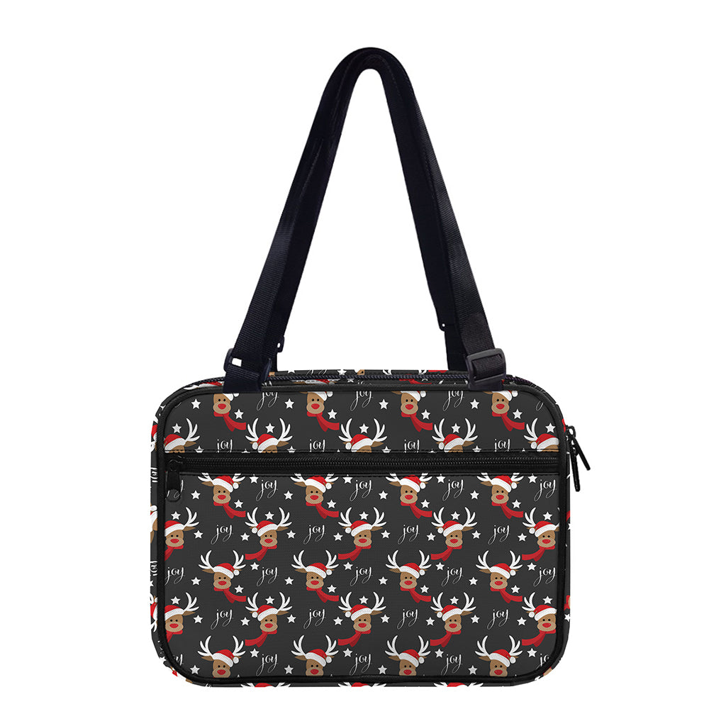 Santa Claus Deer Pattern Print Double Strap Bible Bag