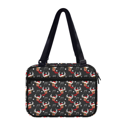 Santa Claus Deer Pattern Print Double Strap Bible Bag