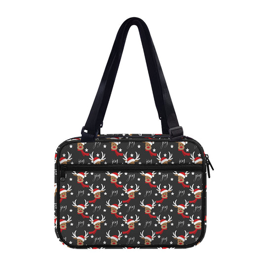 Santa Claus Deer Pattern Print Double Strap Bible Bag