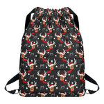 Santa Claus Deer Pattern Print Drawstring Backpack