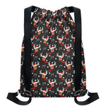 Santa Claus Deer Pattern Print Drawstring Backpack