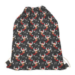 Santa Claus Deer Pattern Print Drawstring Bag