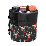 Santa Claus Deer Pattern Print Drawstring Makeup Bag