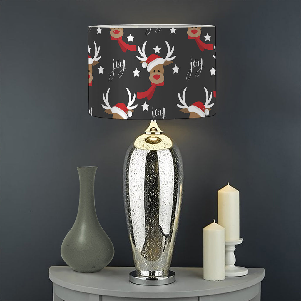 Santa Claus Deer Pattern Print Drum Lamp Shade