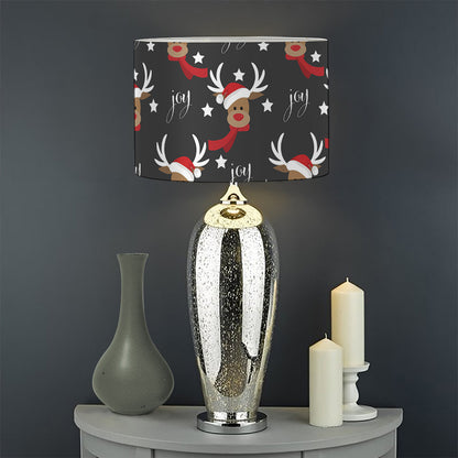 Santa Claus Deer Pattern Print Drum Lamp Shade