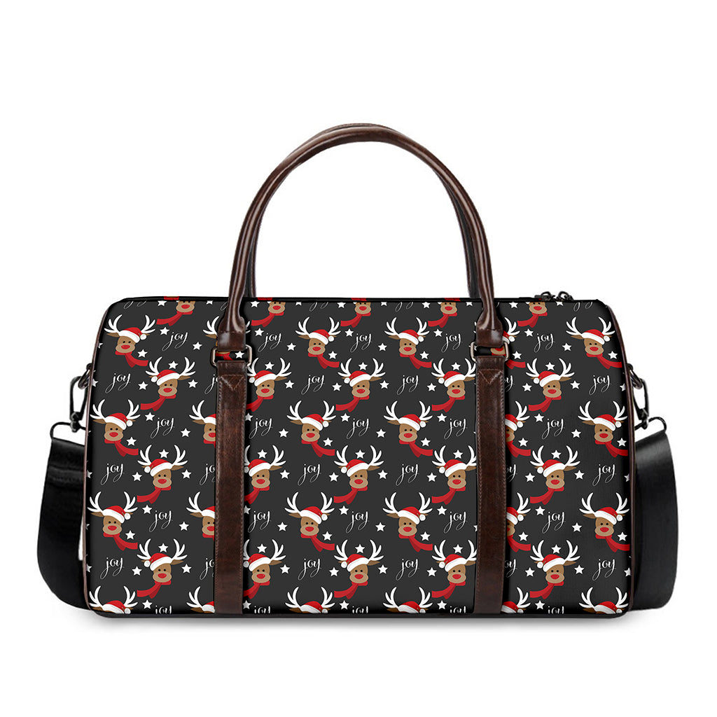 Santa Claus Deer Pattern Print Duffle Bag