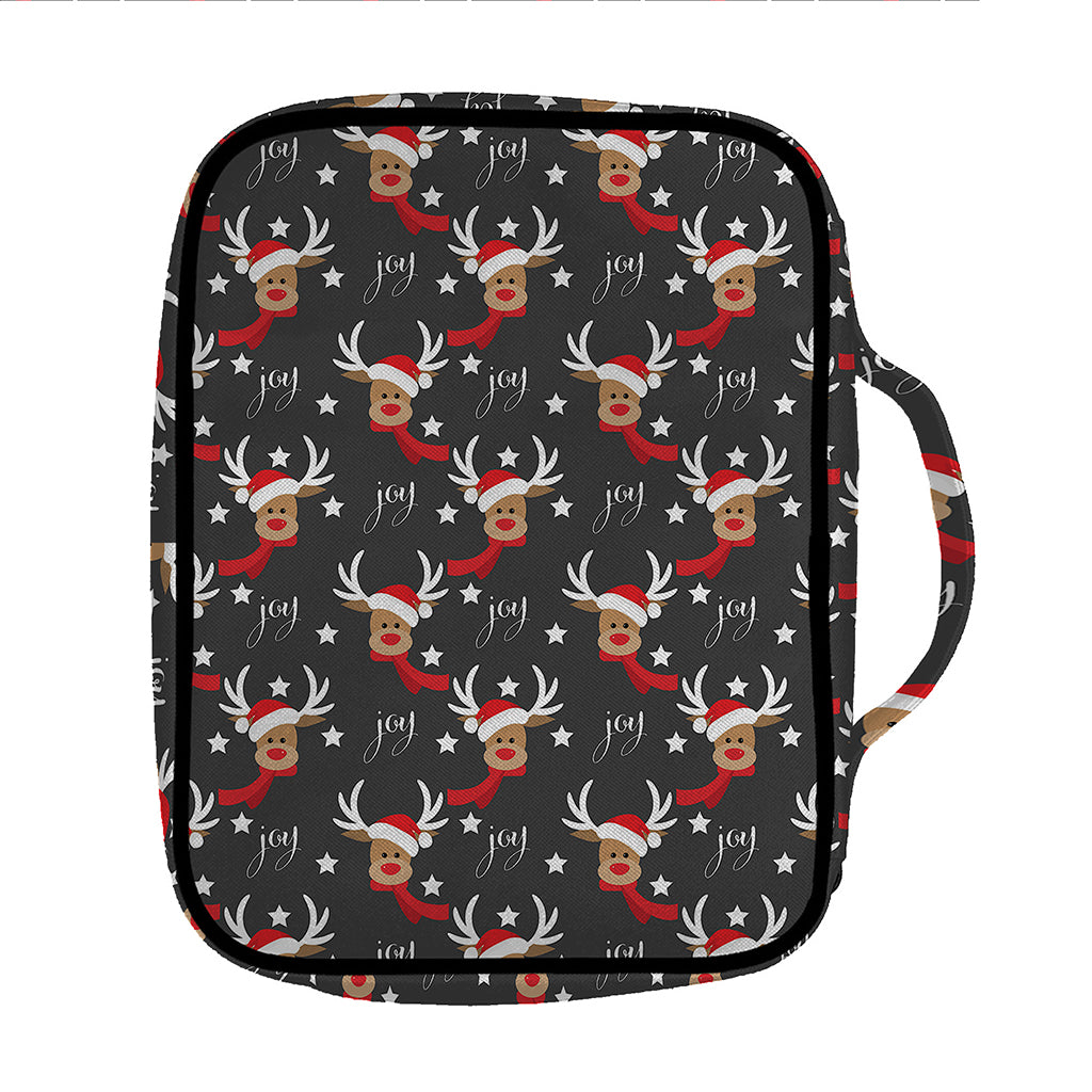 Santa Claus Deer Pattern Print Front Pocket Bible Bag