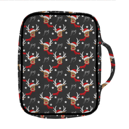 Santa Claus Deer Pattern Print Front Pocket Bible Bag