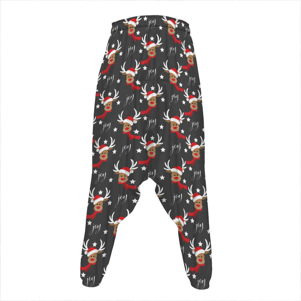 Santa Claus Deer Pattern Print Hammer Pants