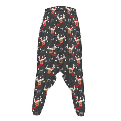 Santa Claus Deer Pattern Print Hammer Pants