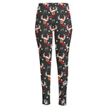Santa Claus Deer Pattern Print High-Waisted Pocket Leggings