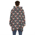 Santa Claus Deer Pattern Print Hoodie Blanket