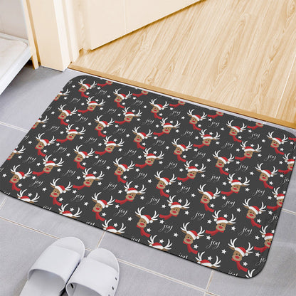 Santa Claus Deer Pattern Print Indoor Door Mat