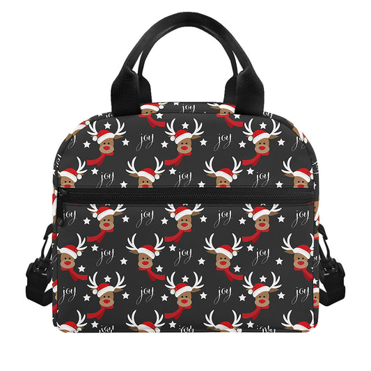 Santa Claus Deer Pattern Print Insulated Lunch Bag