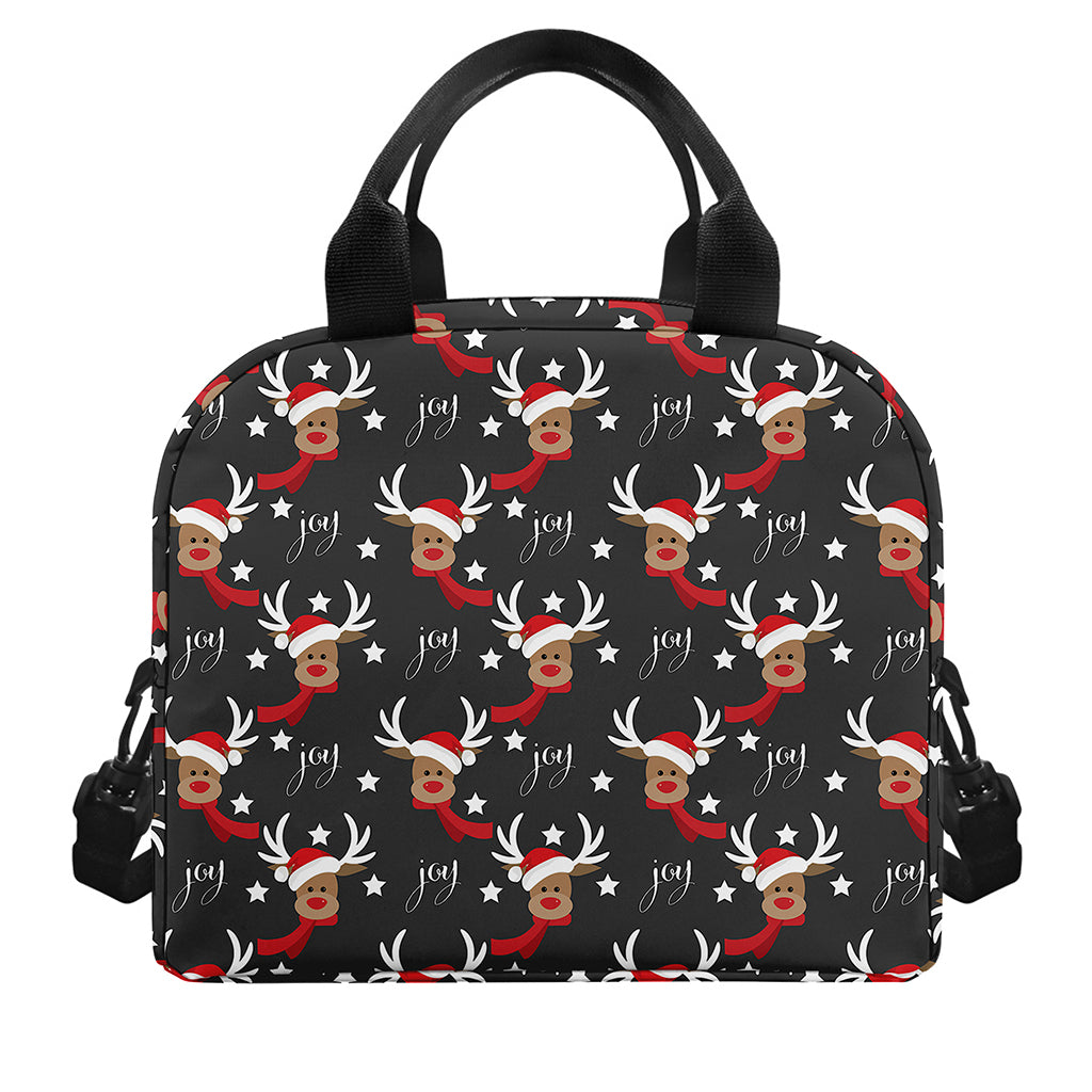 Santa Claus Deer Pattern Print Insulated Lunch Bag