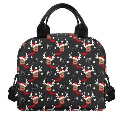 Santa Claus Deer Pattern Print Insulated Lunch Bag