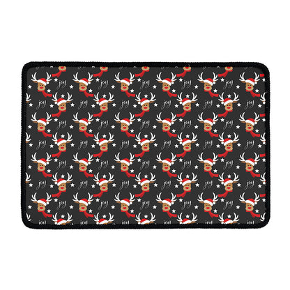 Santa Claus Deer Pattern Print Kitchen Mat