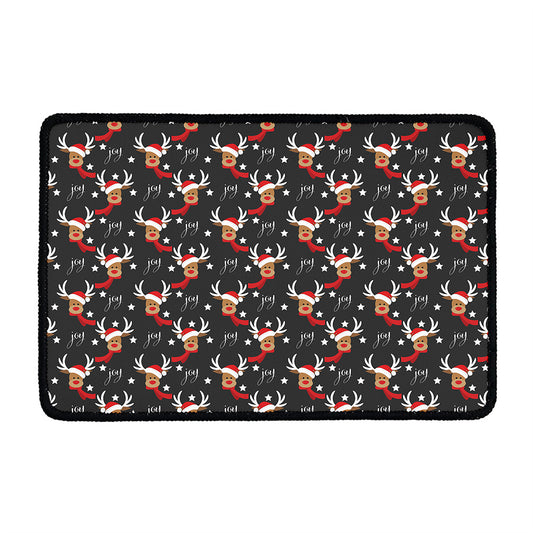 Santa Claus Deer Pattern Print Kitchen Mat